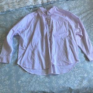 Pink and white striped button down